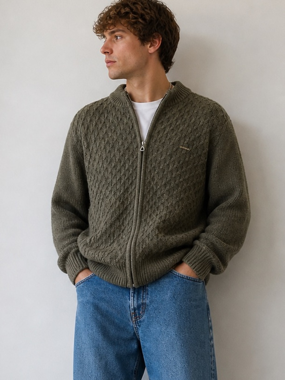✨ Kurt Geiger Wool Zip Up Sweater Austria Imported Classic Textured Knit ✨
